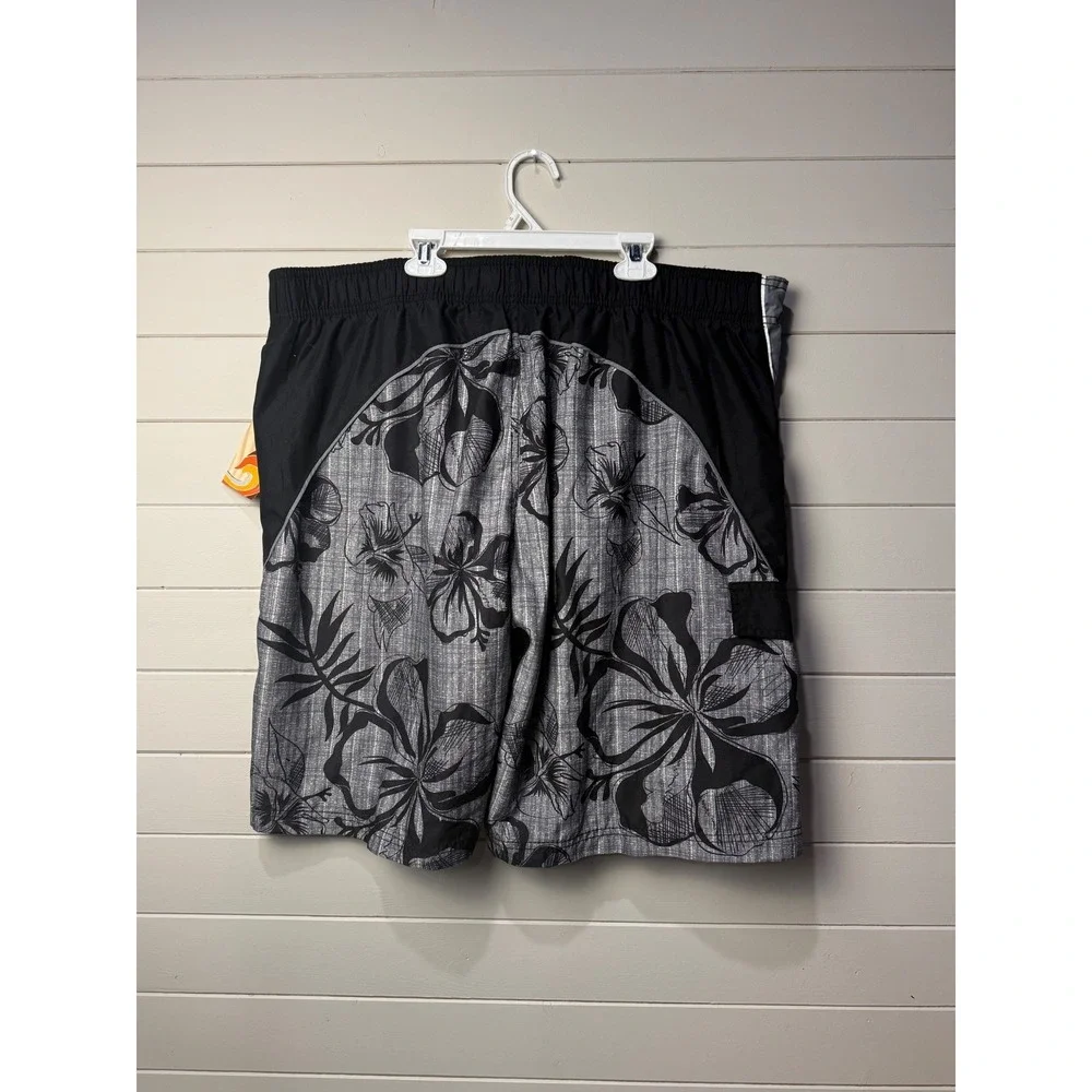 Ocean Pacific OP Board Shorts Mens‎ XL 40 Gray Floral Swim Trunks NWT